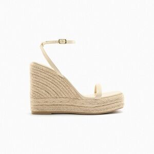 Zara Cream and Tan Wedge Sandals